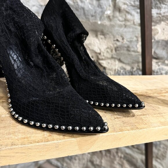 Alexander Wang Black Lyra Over the Knee Lace Studded Boots - Picture 8 of 15